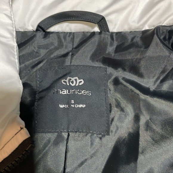 Maurices- Black/White/Pink 3/4 Puffer Vest Rose Gold Zipper Pulls -S #0091 - Picture 5 of 10